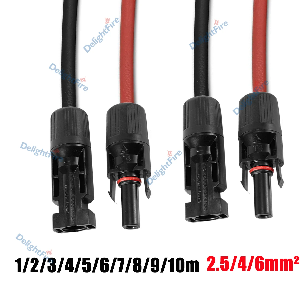 

2.5/4/6mm² Solar Panel Cable Red and Black Single Double Ends Solar Photovoltaic Wire for Outdoor Boat Marine Auto RV PV Systems