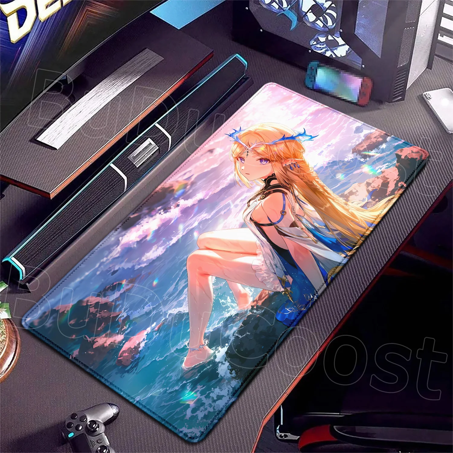 Kawaii Girl Cartethyia Gaming Mouse Pad Large Non-slip Rubber Edge Design Table Mat Mousepad 900x400 Carpet Game Wuthering Waves