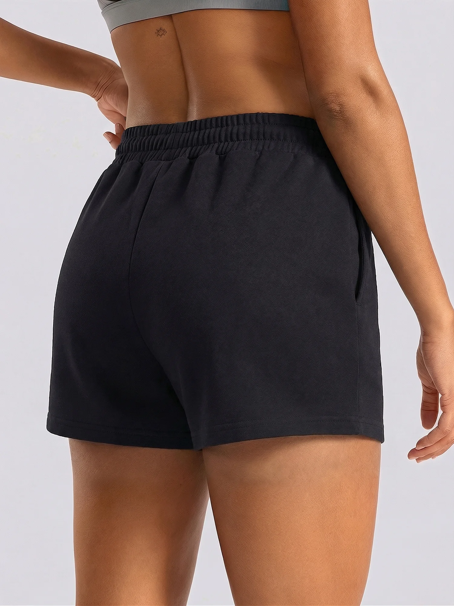 Elastic Cuffed Sweat Shorts with Side Pockets, Lightweight Active Bottoms for Pilates, Walking & Spring Outdoor Sports