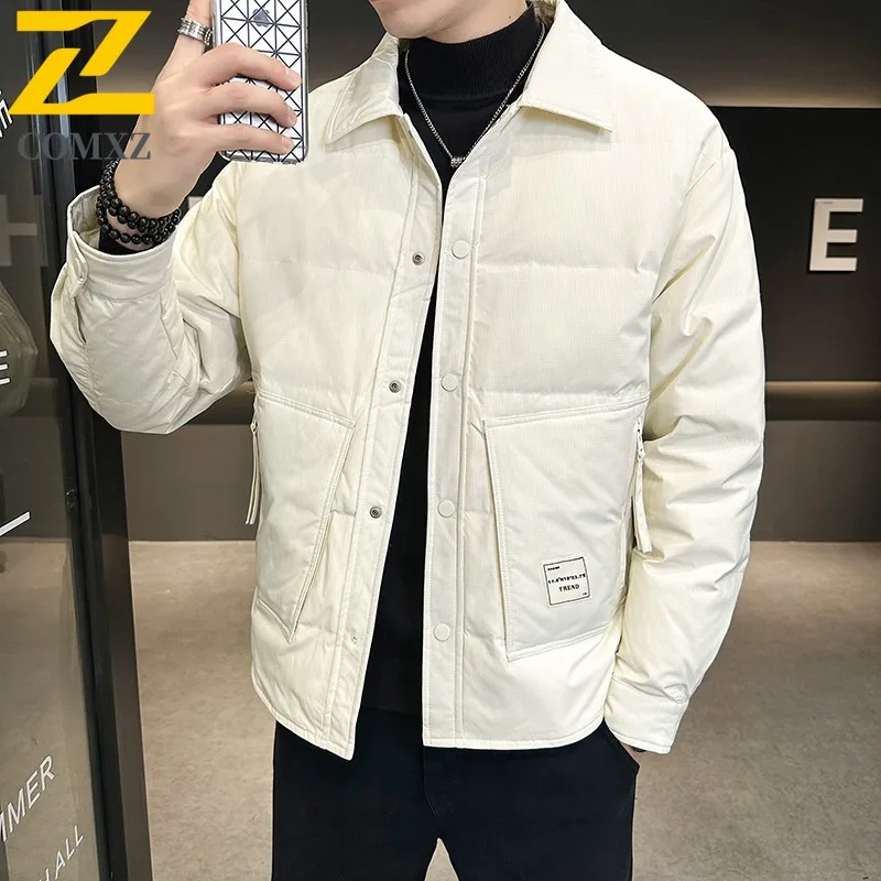 

Mens baseball collar Puffer Jacket American Style Solid Color Cotton-Padded Waterproof Windproof Thermal Outerwear Streetwear