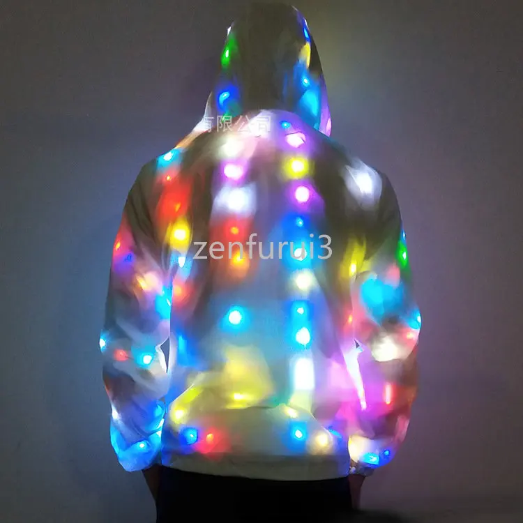 LED Fluorescent Clothing Colorful Coat Casual Nightclub Disco Couple Wear