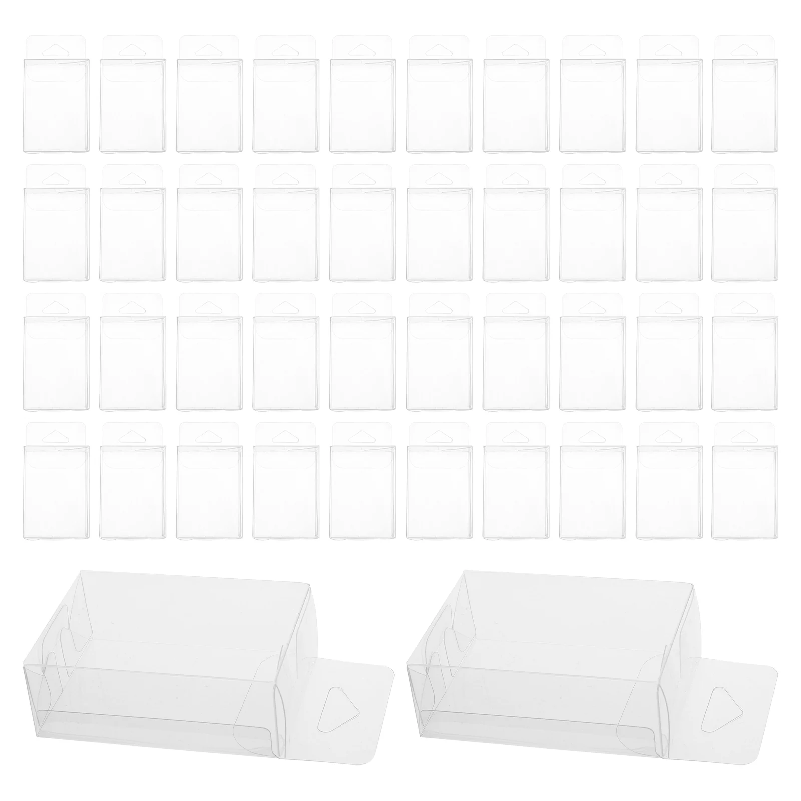 

50pcs Transparent Packaging Box: Clear Plastic Storage Container With Handle For Food Transport Candy Party Favors Gifts