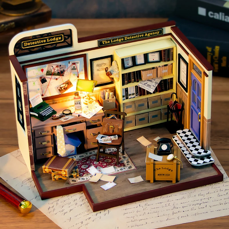 Mini casa delle bambole in legno Kit casa piccola Puzzle 3D assemblare modello di costruzione giocattoli decorazione della casa con luci a LED case