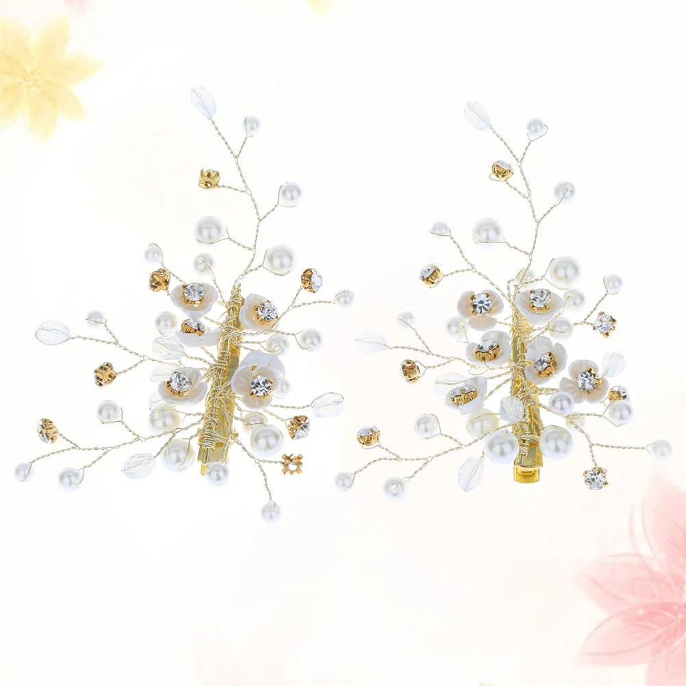 

2Pcs Pearl Beaded Flower Hair Clip Wedding Hairpin Hair Ornament for Girls Children Flower Girl Party Decoration