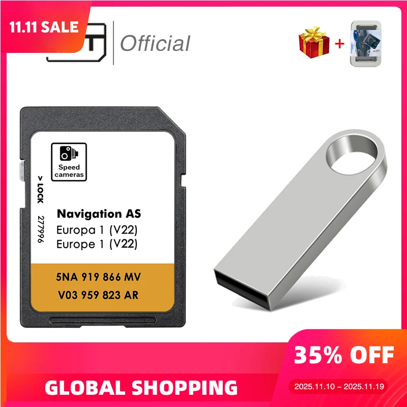 

32GB SD Card for VW AS V22 Car Navigation System MIB2 with GPS Map Software Newest 2025 Version