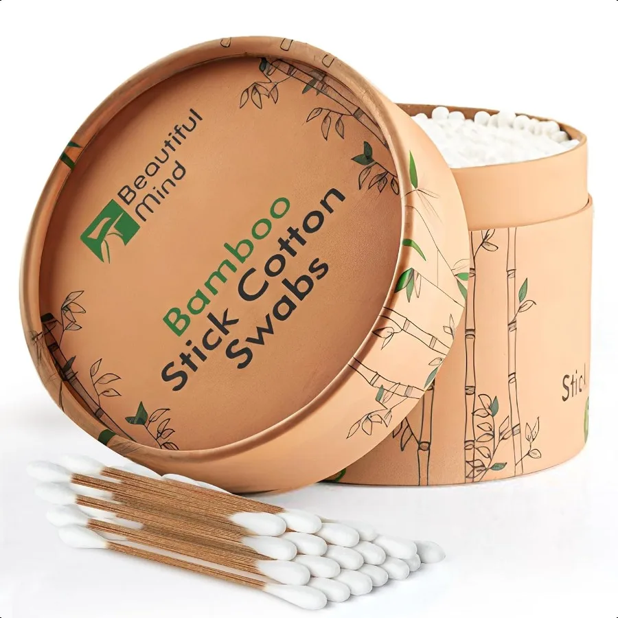 Tamponi di cotone in bambù naturale per orecchie Confezione da 500 Qtips con bambù gassato per una resistenza EcoFriendly Biodegradabile Vegan 100 C