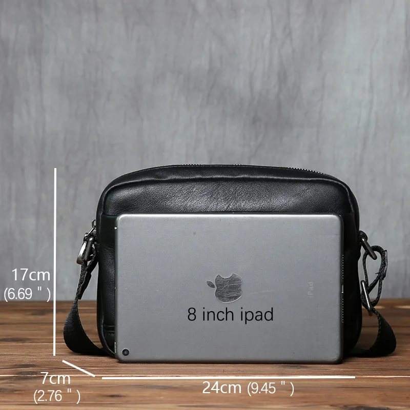 NZPJ männer Echte Leder Schulter Tasche Top Schicht Rindsleder Casual Umhängetasche Mode-Trend Mini Kleine Rucksack Für 8 zoll Ipad – Detail 2