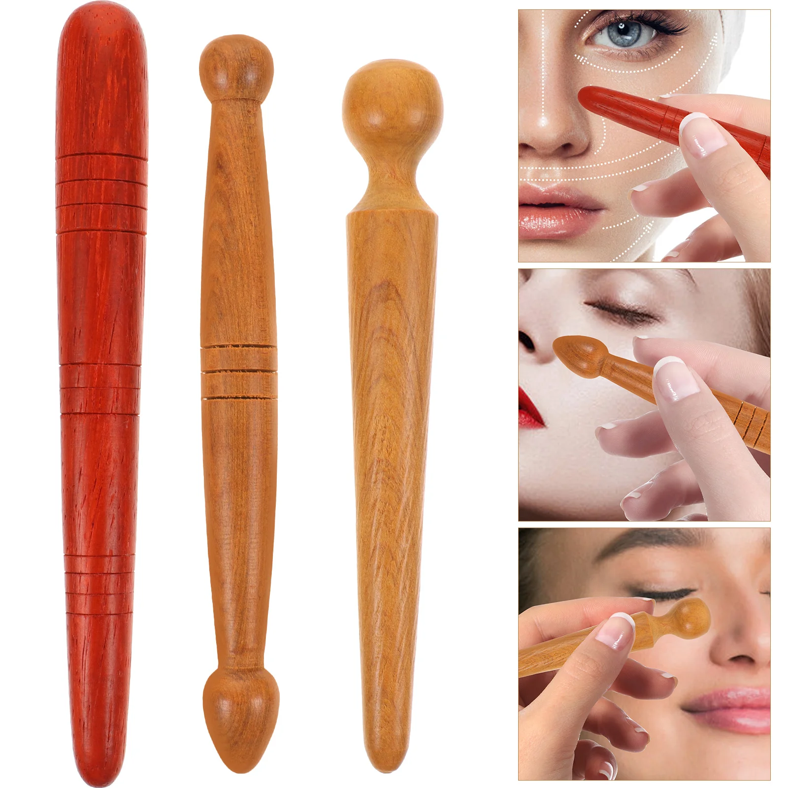 3 Pcs Wooden Acupuncture Stick Foot Massage Hand Tools Whole Body Massager Reflexology