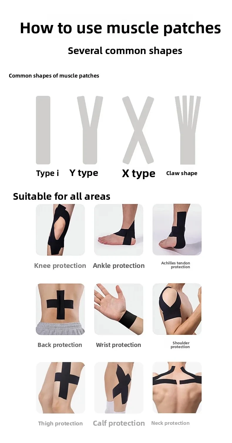 Kinesiologie-Tape KT-Tape Muskel-Tape Sport-Tape Elastisches Tape Wasserdicht Schmerzlinderung Verletzungsschutz Knie Schulter – Detail 6