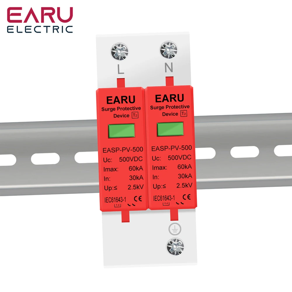 Dispositif de protection contre les surtensions, Parafoudre solaire long photovoltaïque, Protecteur de tension, 2P DC éventuelles D, 500V, 800V, 1000V, 20KA, 30KA, 40KA, 60KA