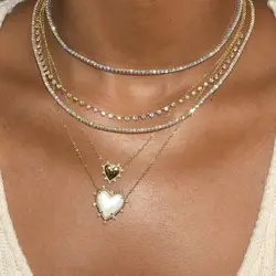 2023 New Arrived Luxury Fashion Women Jewelry 5A Cubic Zirconia CZ Prong Set Tennis Chain Choker Necklace