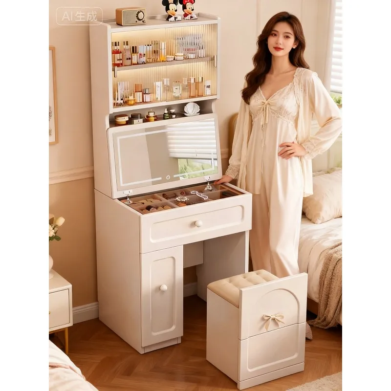 

Solid wood dresser light luxury bedroom medieval makeup table with stool desk ultra-narrow storage cabinet