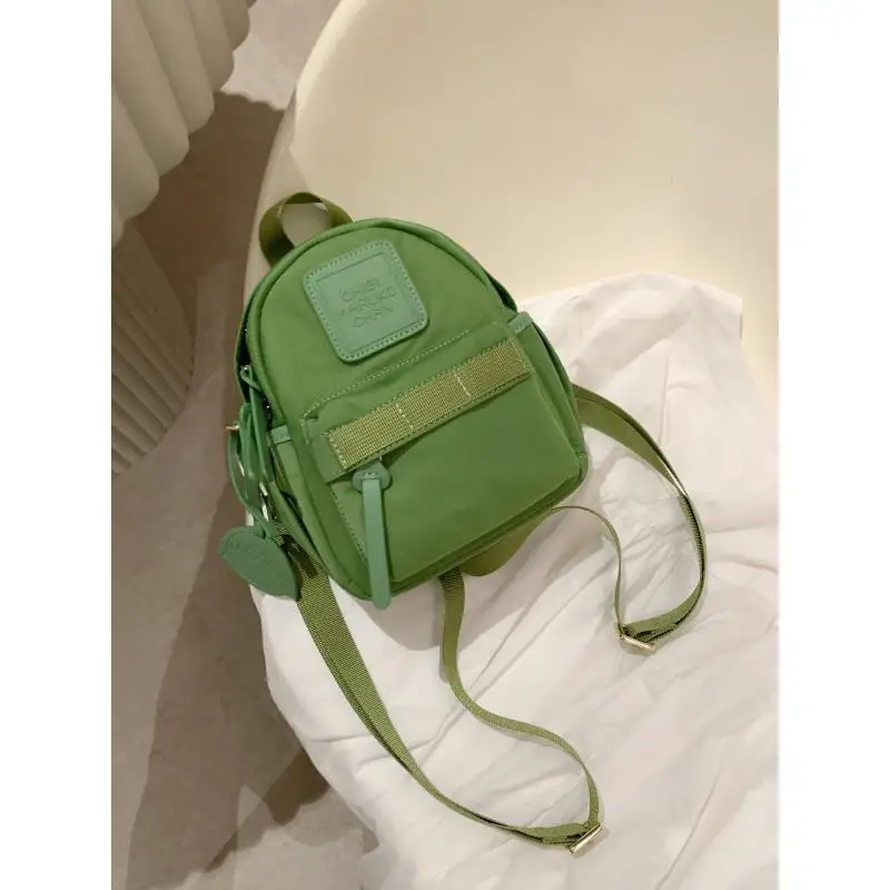 Japanese niche mini compact backpack solid color bright macaron green small backpack for shopping new style  backpack