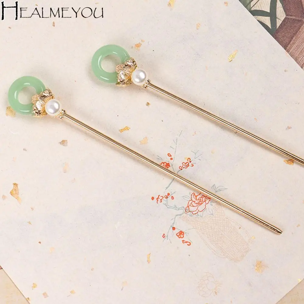 Cheongsam Headdress Safety Buckle Flower Pearl Hanfu Hair Sticks Chinese Style Headwear Ancient Style Hairpin Ancient Headwear