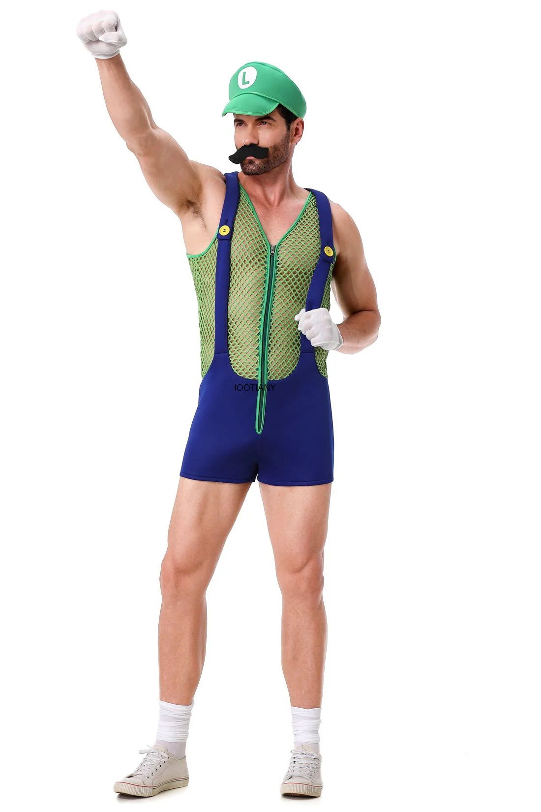 Adult Halloween Anime Cartoon Cosplay Costume With Hat Sexy Men Red Blue Super Plumber Brother Fancy Set Carnival Party Dress Up image 6