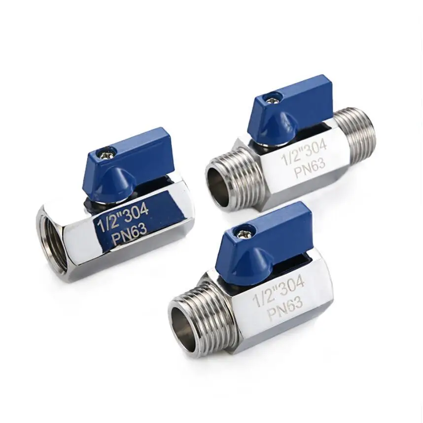 1/8 "1/4" 3/8 "1/2" 3/4 "1" BSP NPT kobieta gwint męski mały zawór kulkowy SUS 304 stal nierdzewna 316L z niebieski uchwyt