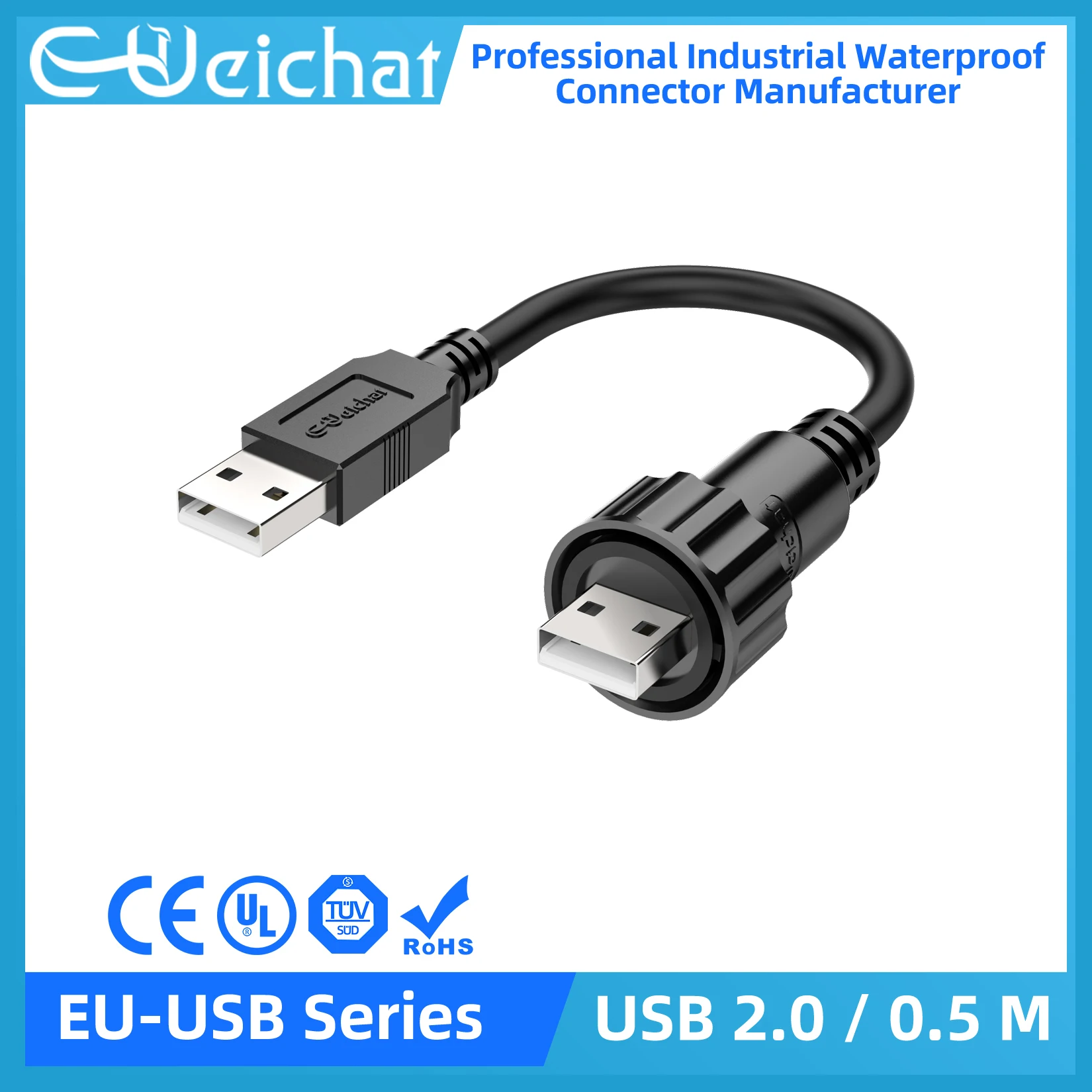 

E-WeiChat USB 2.0 IP67 Waterproof Connector, Fast Charging Data Sync Power Receptacle for PC, Phone, Laptop External HDD