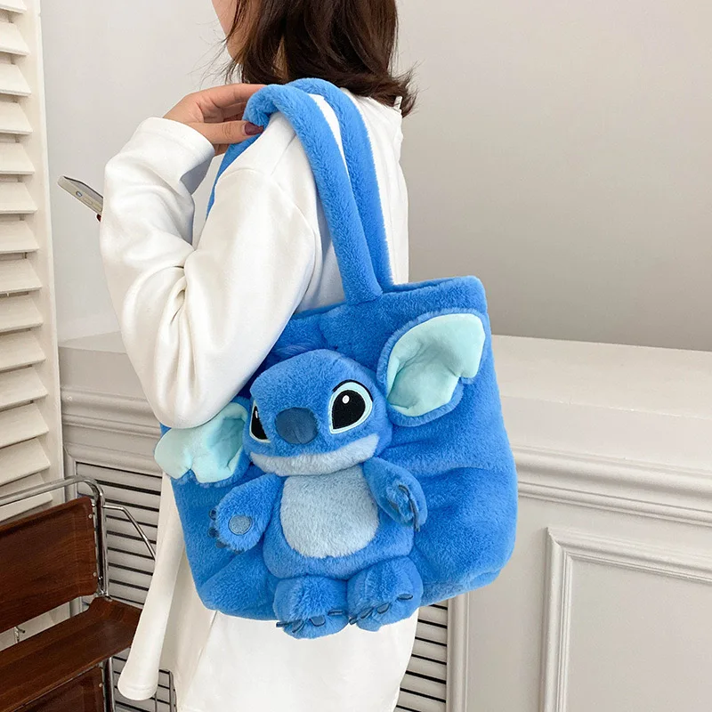 Disney New Lilo & Stitch Plush Toys Kawaii Plush Messenger Bag Girl Handbag Anime Stuffed Toys Children Cartoon Plushie Soft Bag