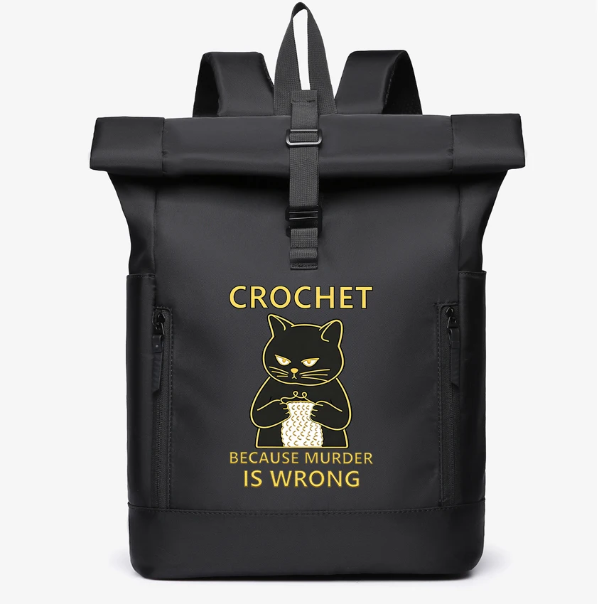 

Business Trip Women Backpack Computer Laptop Bag Commuter Travel Men's School Bag Black Cat Printing College Student Couple Bag