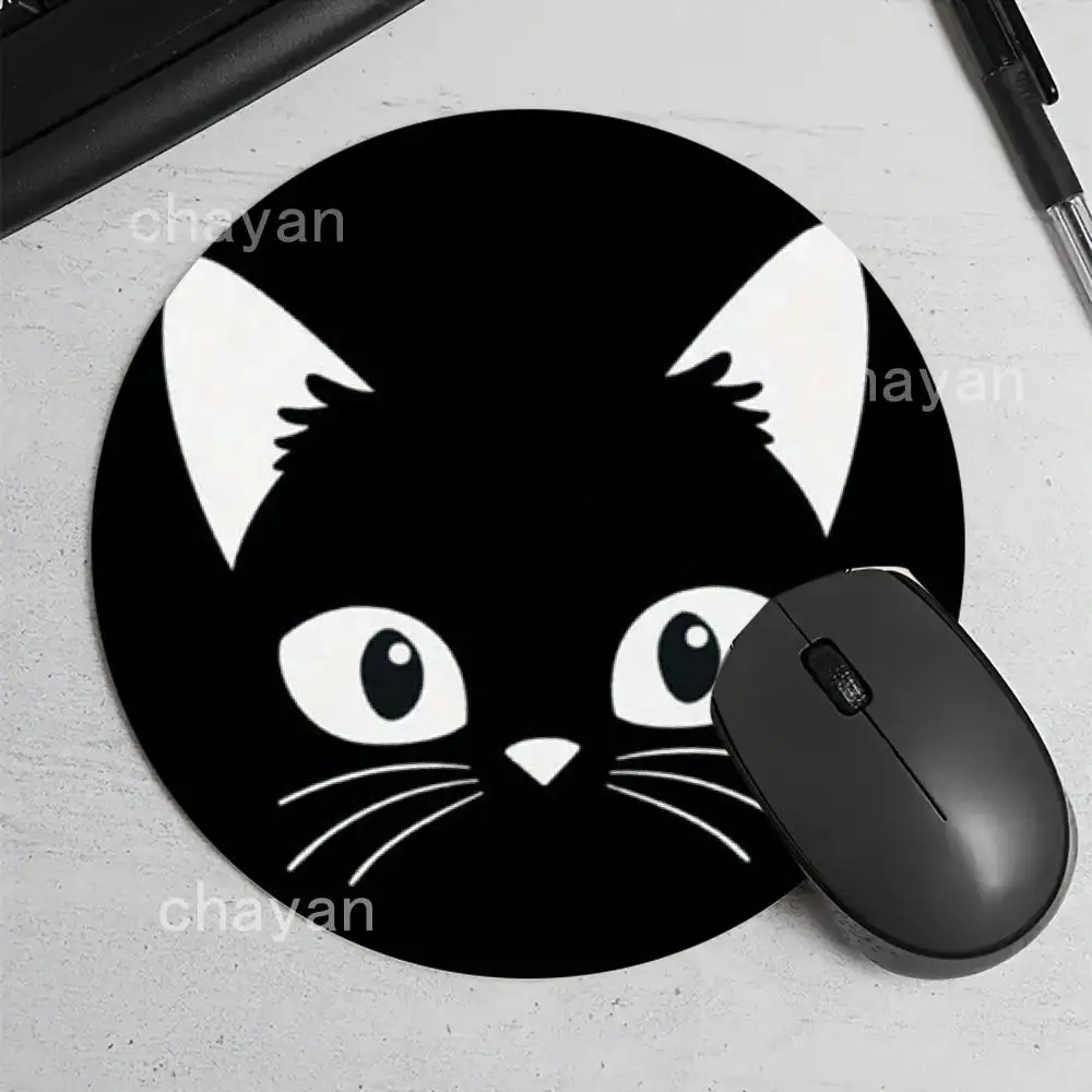 Cut Cat Mouse Pad Round Non-Slip Rubber Computer Desk Mat Accessories Office Mouse Mat Playmat Rug Desk Pad