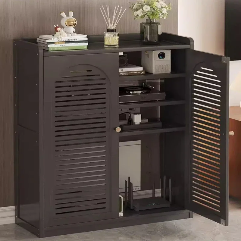 WiFi Router Storage Cabinet Floor Standing Set-Top Box Holder Cable Management Console for Electronics Modem Hideaway Organizer
