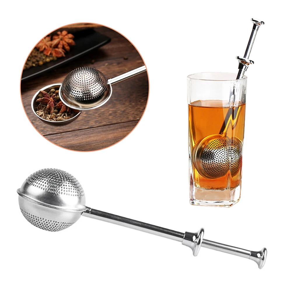 Telescopic Tea Ball Infuser with Long Handle Stainless Steel Tea Infuser Strainer Herb Spice Loose Leaf Filter Teaware Accessory