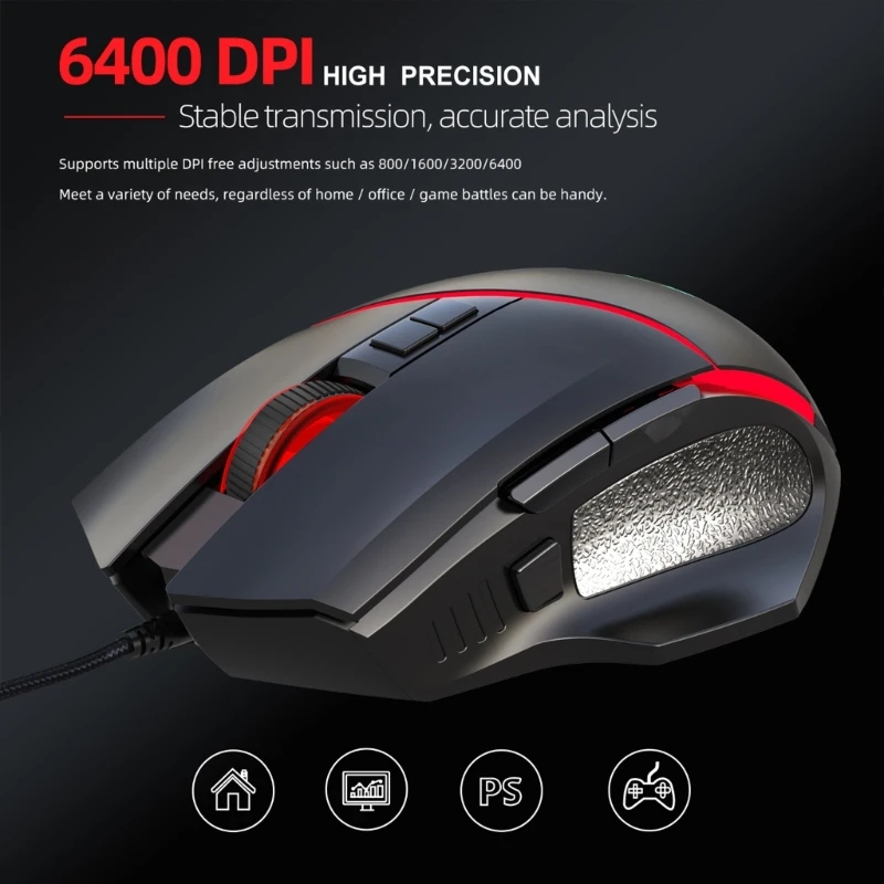 

ПК Игровой комплект с 96 клавиатурами клавиш, мышью 6400DPI и Nonslip Mousepad 601B