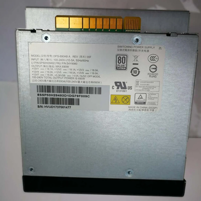 Fuente de alimentación de 690W DPS-690AB A 54Y8980 para ThinkStation P720 P520