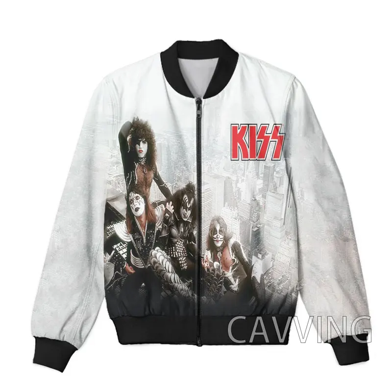 New Fashion Women/Men's 3D Print KISS Rock Band Zipper Bomber