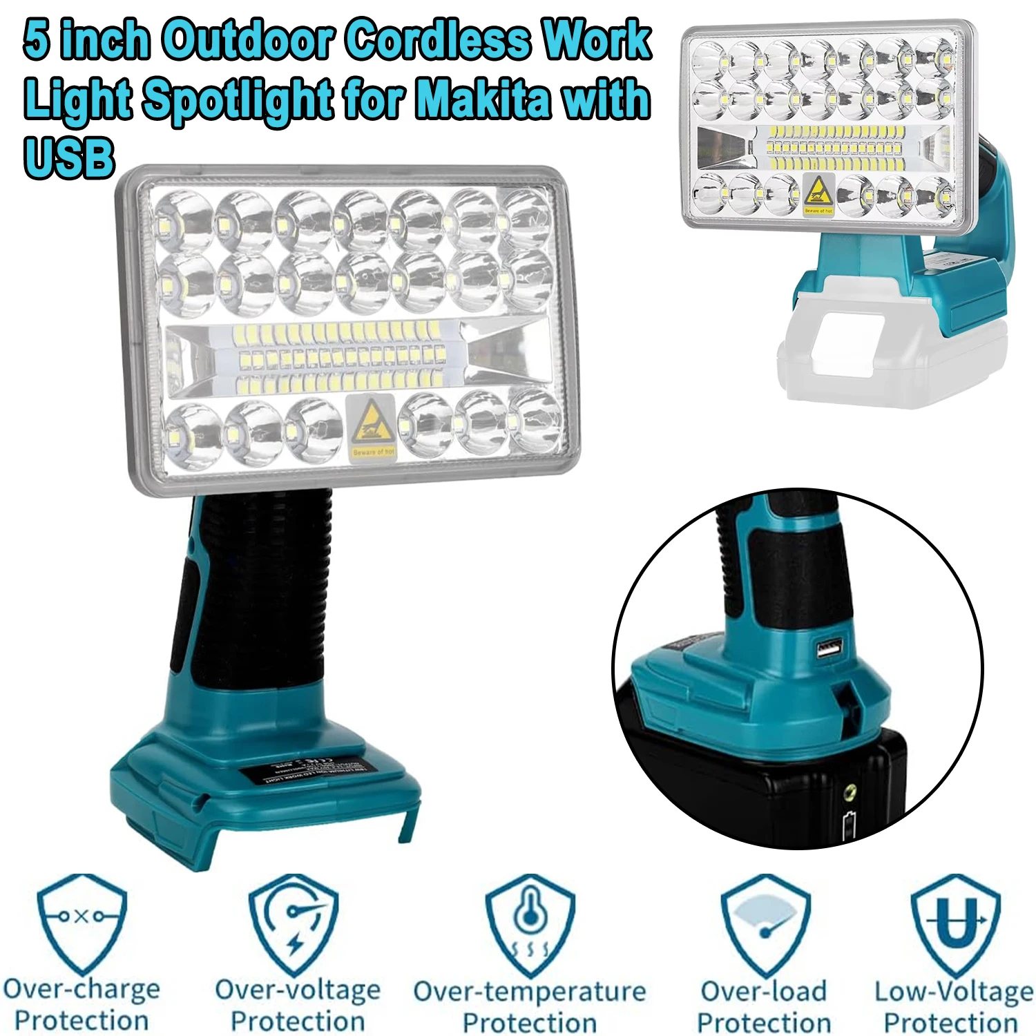 5-inch-led-flashlight-outdoor-cordless-work-light-spotlight-for-makita-dewalt-milwuakee-bosch-black-decker-with-usb