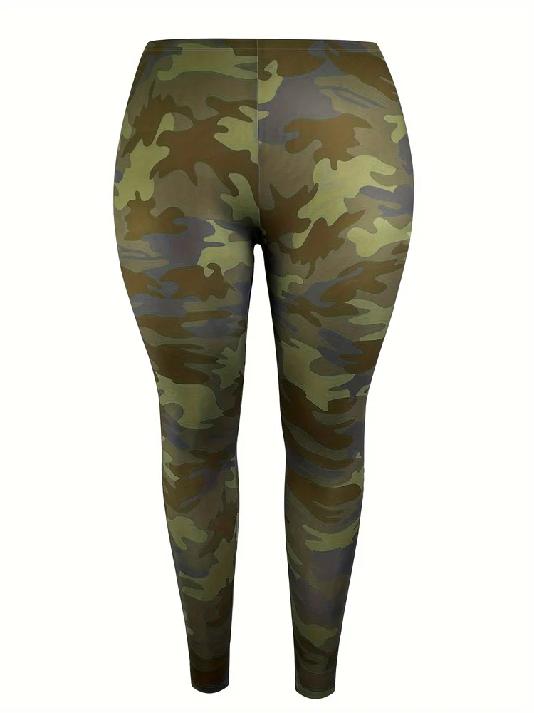 Women Plus Size Army Camouflage Soft Yoga Pants Workout Leggings 1X-2X-3X Military Print Leggings Summer Fitness Female Clothes