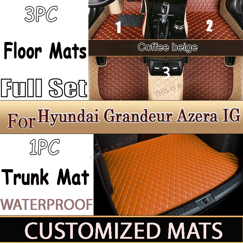 Car Mats For Hyundai Grandeur Azera IG 2019~2022 Anti-dirt Pad Carpets Leather Floor Mat Rugs Pad Interior Parts Car Accessories