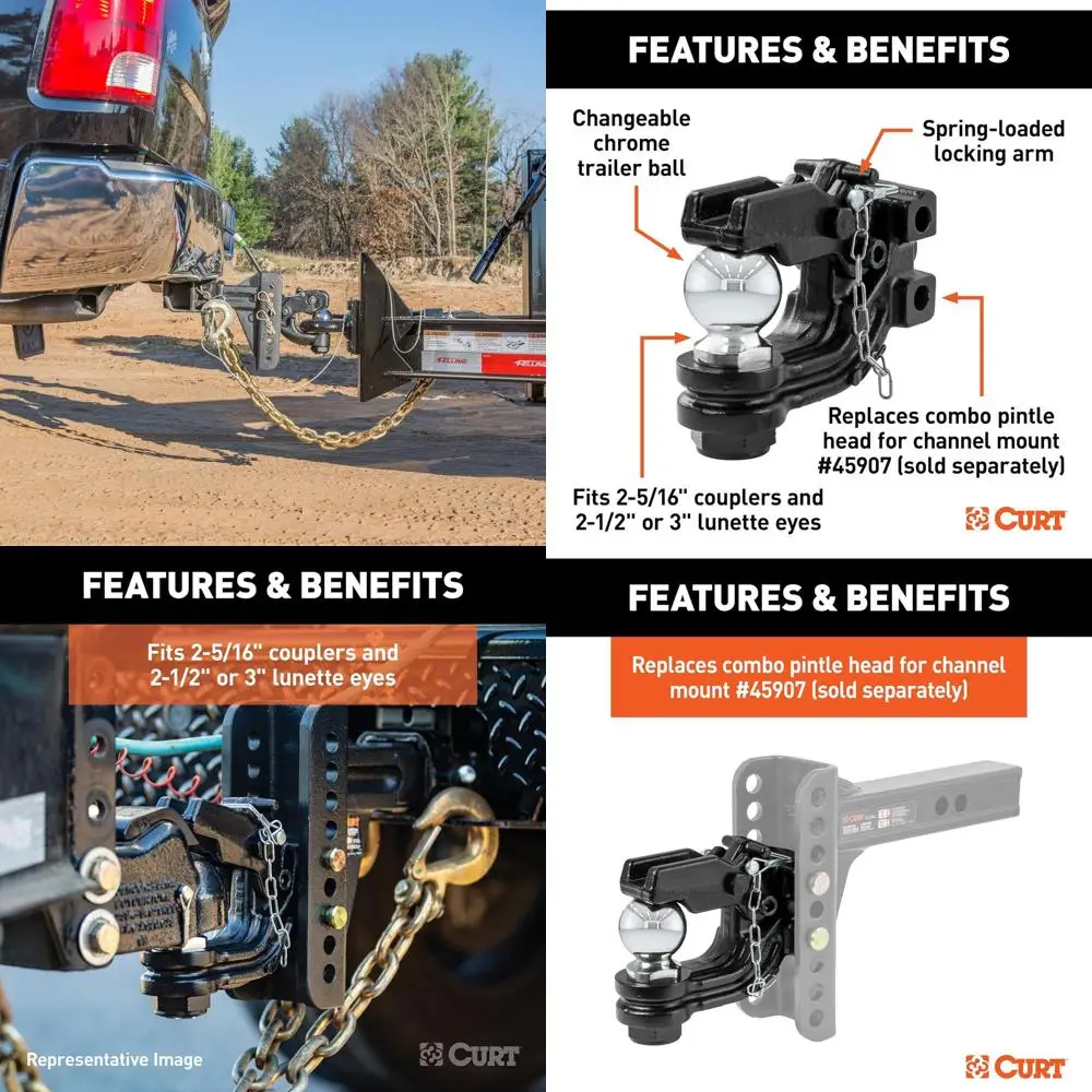 

CURT 45920 Channel Mount Pintle Attachment with 2-5/16-Inch Ball, 13,000 lbs, Shank Required