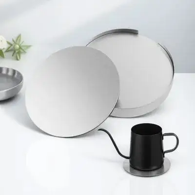 

6 pcs Round Cup Mats Set Stainless Steel Heat Resistant Non-Slip Coasters Table Placemats Holder 10X10Cm Kitchen Accessories