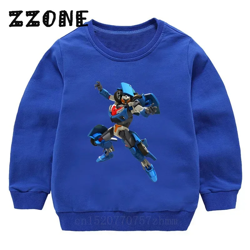 Kids Sweatshirts Tobot Evolution Transformer Robot Car Print Funny Children Hoodies Casual Baby Pullover Tops Girls Boys Clothes