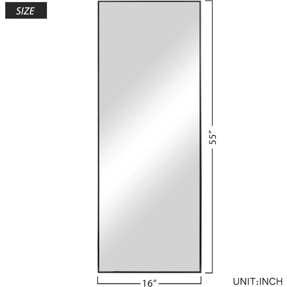 Lustra sięgające od podłogi do sufitu, wisząca/stojąca lub pod ścianą, próżność i lustra ścienne, wielkie lustro z aluminiową ramą, czarne