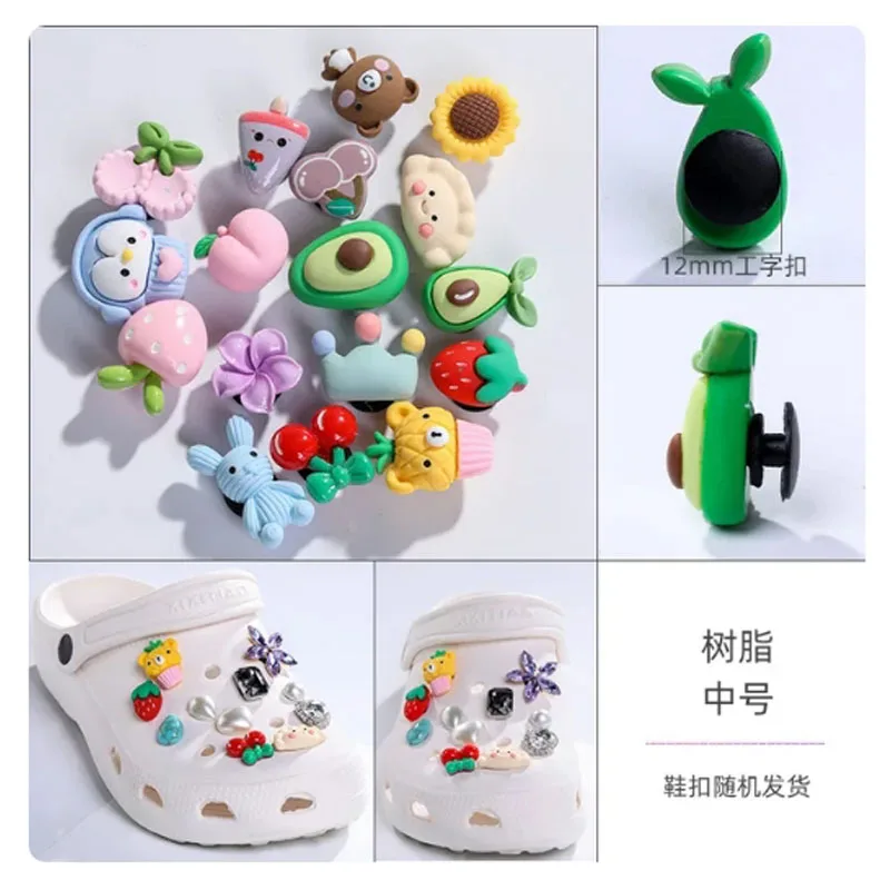 10pcs/set randond PVC Shoe Charms Decoration Buckle carton chocolate ice cream fruit acrylic M DIY combiation for clog sandals