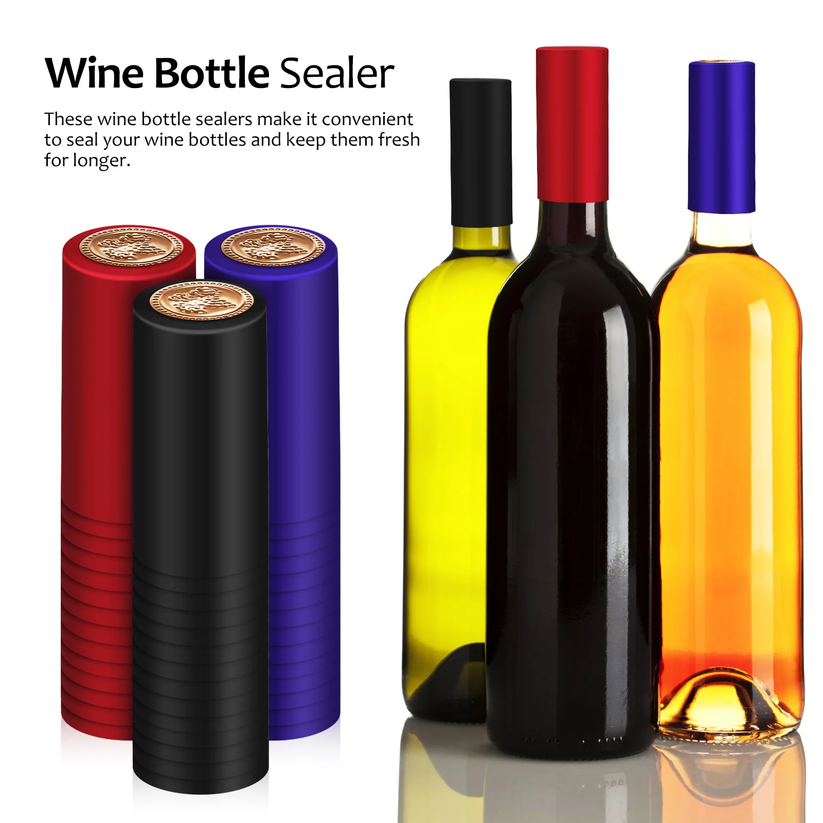 

150 Pcs Bottle Sealer Heat Shrink Caps Red Bottle Seals Making Supplies Black Red Blue Plastic Sealer