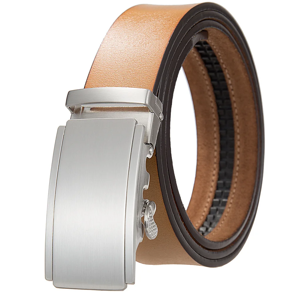 جديد الرجال أحزمة جلدية حقيقية التلقائي مشبك الأحزمة الرجال أزياء عالية الجودة أسود براون زنار 3.5 سنتيمتر