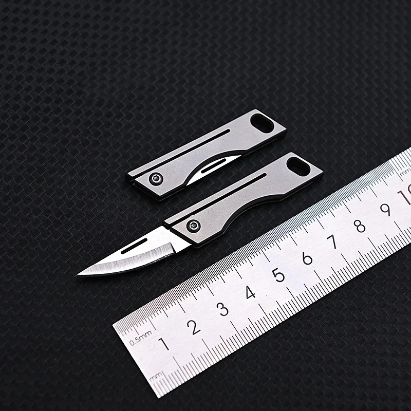 Mini Titanium Alloy Folding Knife Outdoor Camping Portable Keychain Open Box Pocket Knife Gift EDC Tool