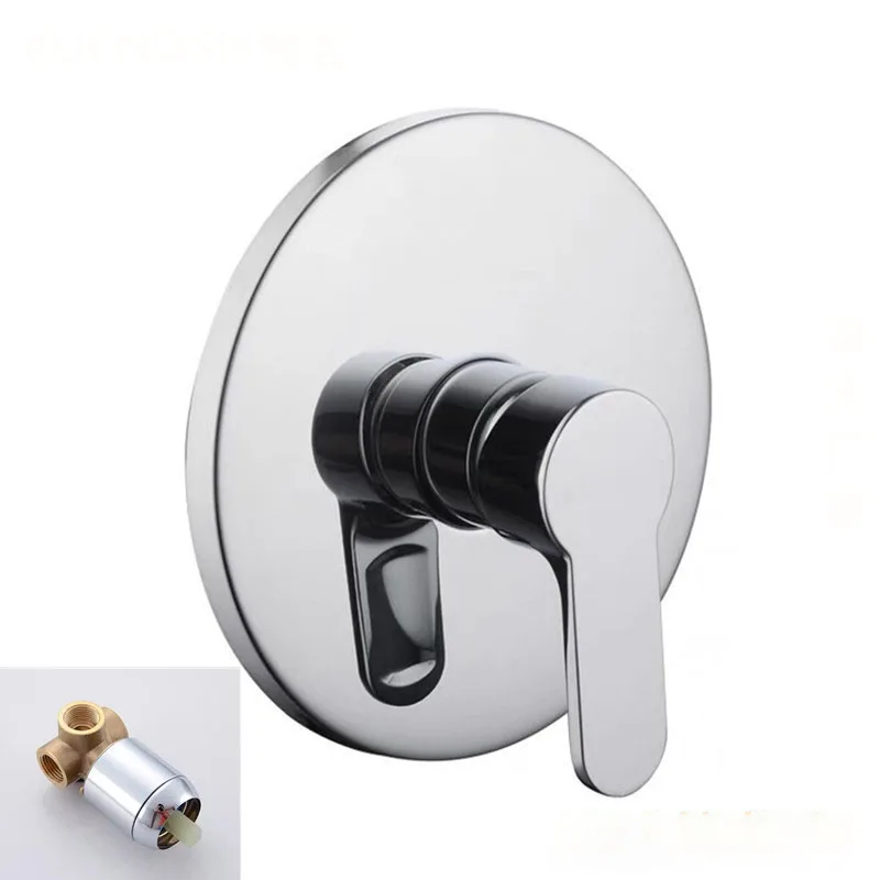 Wall Mounted Brass Concealed Valve 2 Inlet 1 Outlet Bath Shower Faucet Single Handle Hot Cold Mixer Control Valve Black/Chrome