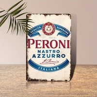 Vintage Peroni Nastro Azzurro Italian Beer Metal Tin Sign,  Rustic Iron Wall Plaque for Home, Bar, Restaurant, Garage Decor, Pr