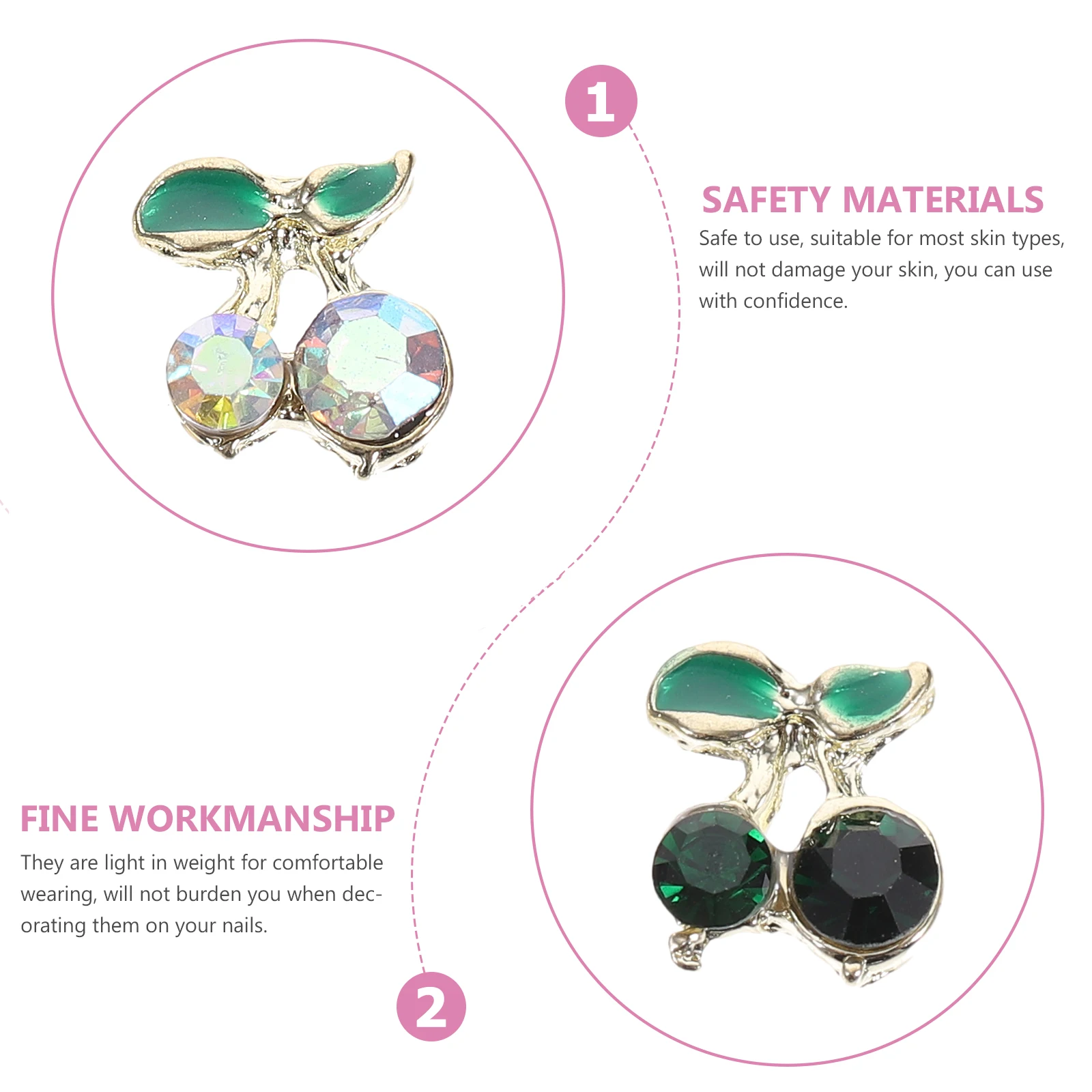 

60pcs Waterfall Nail Art Charms Cherry Studs Decorations Cherry Nail Crystals For Diy Nails Supplies Gems Crystals