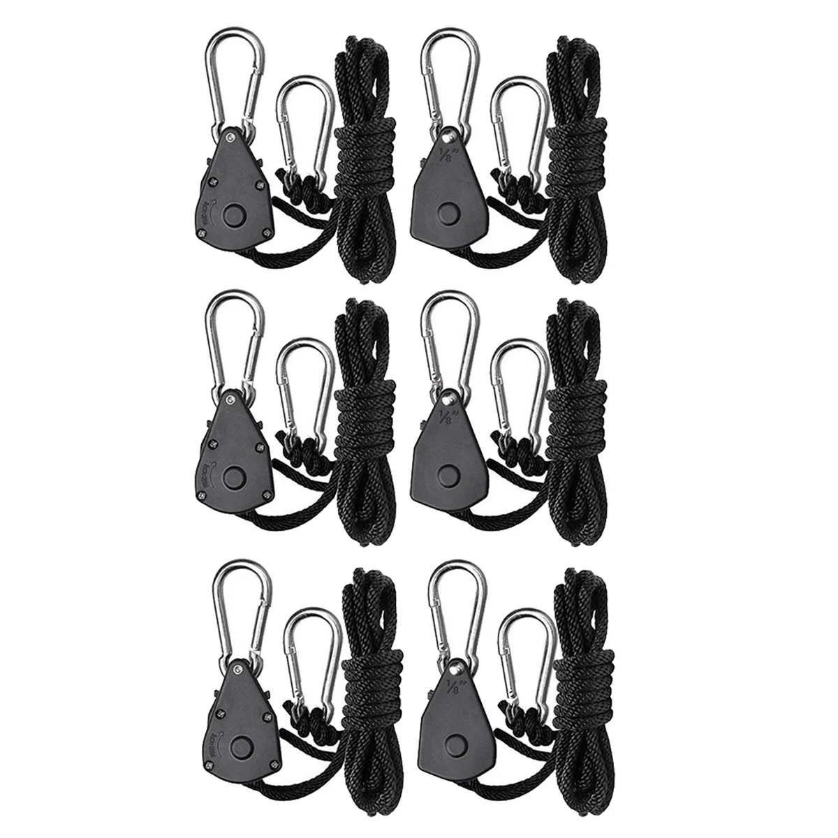 

6Pcs 1/8 Inch Heavy-Duty Adjustable Growth Light Ratchet Rope Hanger, Used for Gardening of Growing Lamps