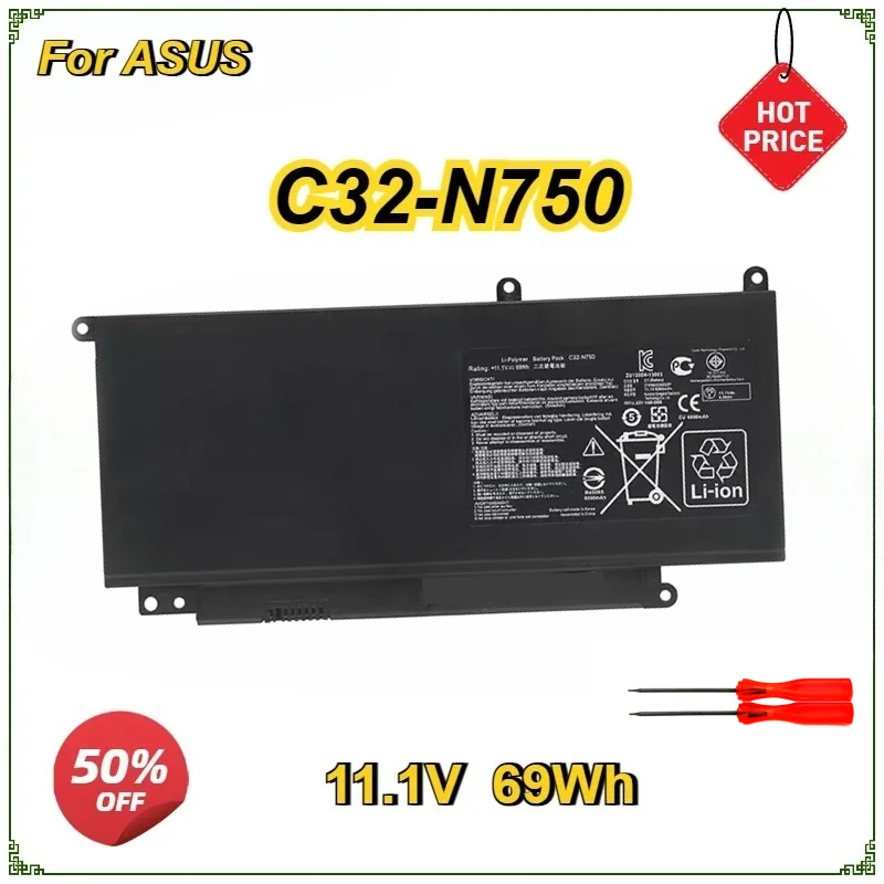 

Новый аккумулятор для ноутбука C32-N750 для ASUS N750 N750J N750JK N750JV N750Y47JK-SL N750Y47JV-SL Bateria 11,1 В 6260 мАч/69WH