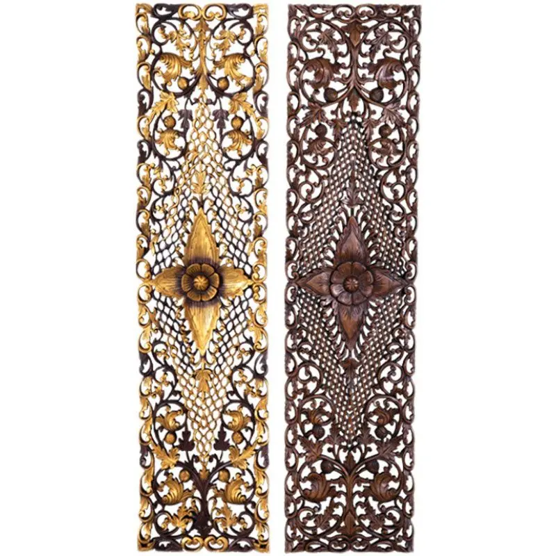 Solid wood carving flower board pendant corridor aisle wall decoration painting