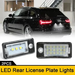 2Pcs Canbus White LED License Plate Lights For Audi A3 Cabriolet S3 A4 S4 RS4 B6 B7 Sedan A5 A6 A8 Q7 S8 S6 C6 Sedan OEM#