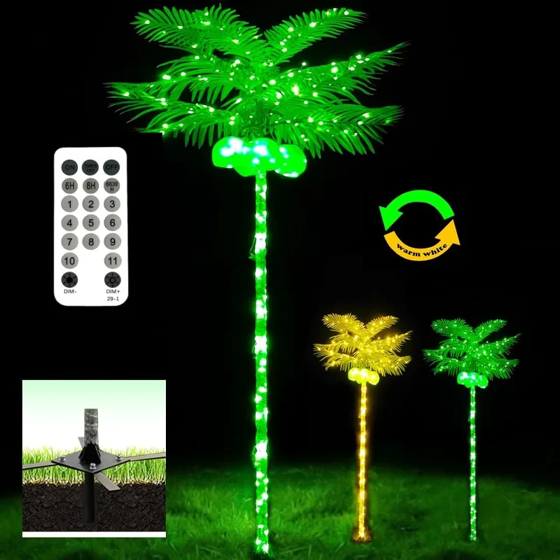 

Tree Lights for Outside Patio, 7FT Metal Artificial Trees Lighting with Coconuts, Outdoor Pool Tropical Decorations fo