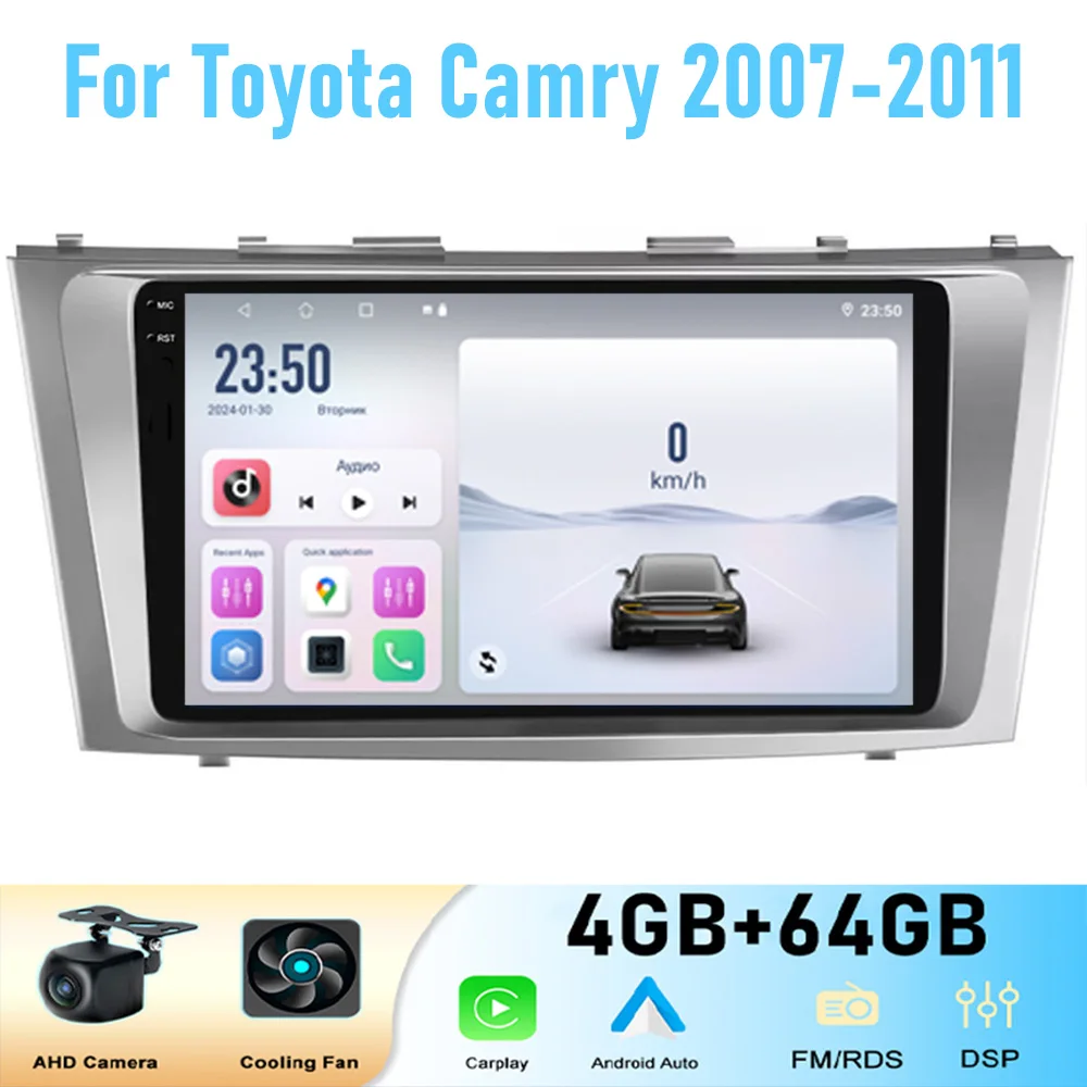 

9'' For Toyota Camry 2007-2011 Car Radio Head Unit GPS Multimedia Carplay Android 15 Wireless Navigation Intelligent System WIFI