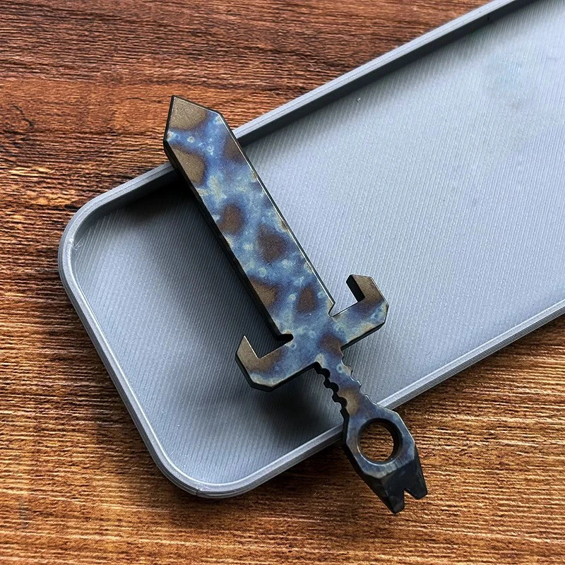 1 ST EDC Titanium Koevoet Koevoet Sleutelhanger Ketting Hanger Mes Kraal Pocket Tool